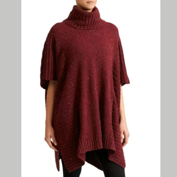 Athleta Donegal Passage Turtleneck Sweater Poncho Oversight - Picture 1 of 7